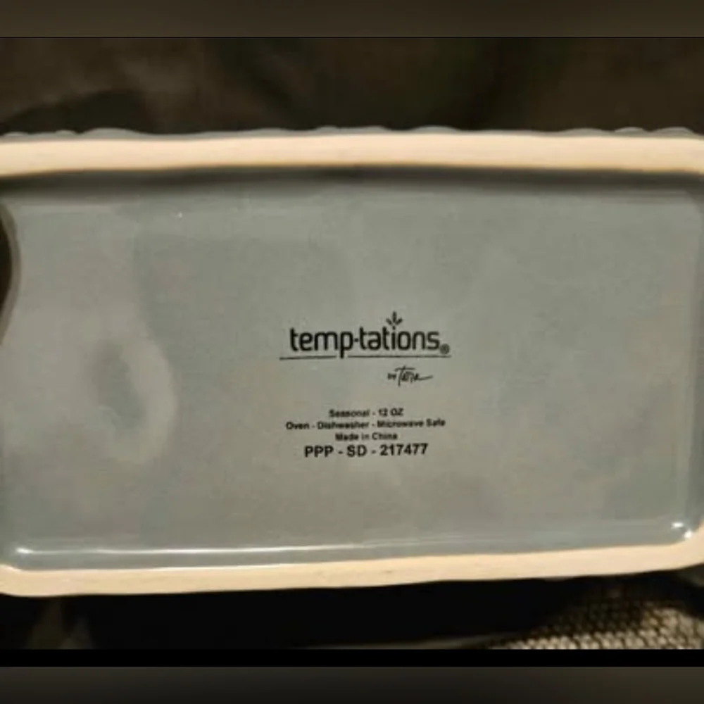 2 Temp-tations 12 oz Special Edition Ceramic Loaf Pans Mint & Grey